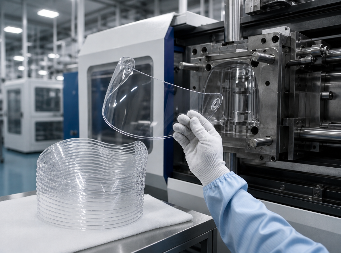 Visor injection molding
